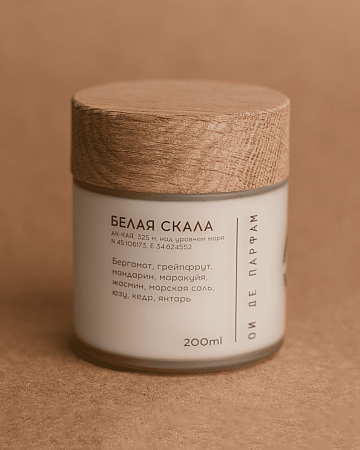 Свеча с деревянным фитилем "Белая скала" 200 мл